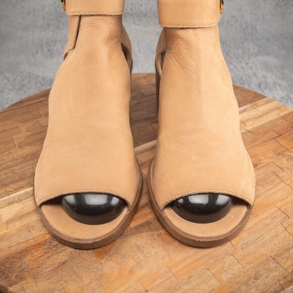 Sole Society Ankle Bootie Womens 10 Tracy Dusty Rose Suede Block Heel Peep Toe - Picture 3 of 7